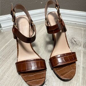 Karl Lagerfeld Brown Croc-Embossed Heels